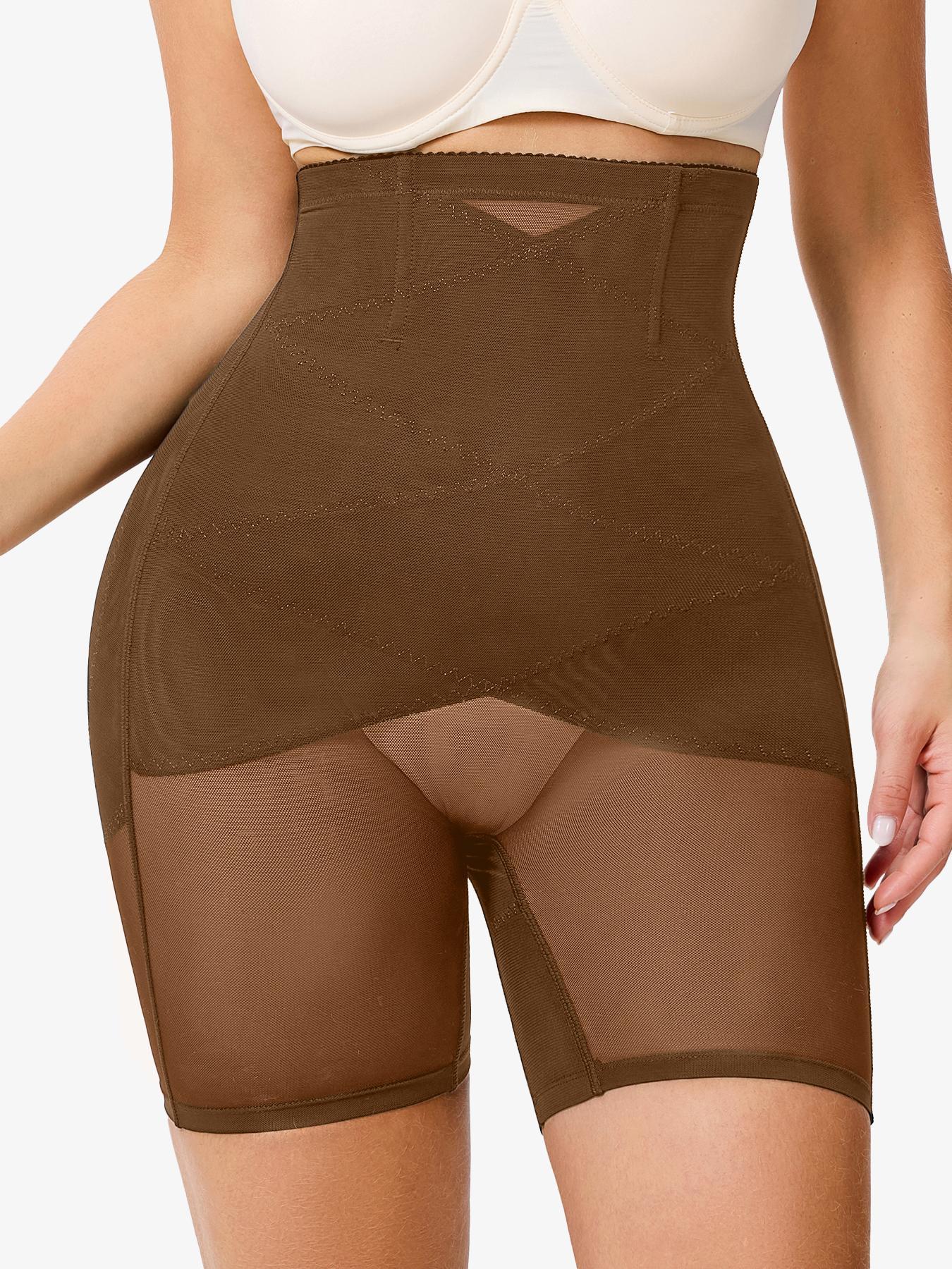 Women's Solid Sheer High Waist Shapewear Shorts, High Stretch Tummy Control Shaper, Ladies Shapewear Bottoms Underwear for Daily Wear