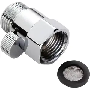 Shower Head Shut Off Valve Brass G1/2 Water Flow Control Pressure Regulator Valve with Handle for Shower Head or Bidet Spray (Silver)