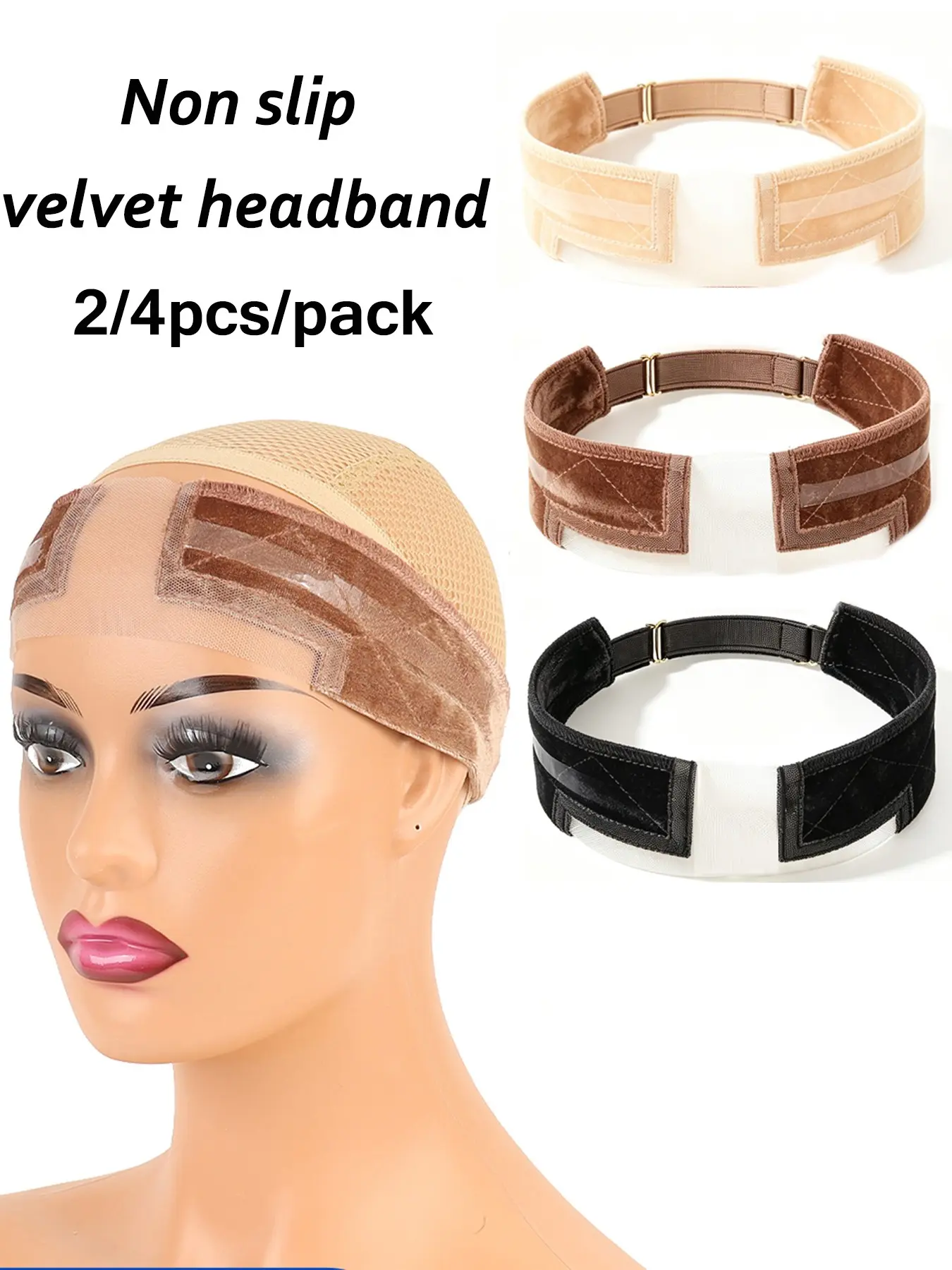 Adjustable Velvet Wig Grip Headband, Elastic Non-Slip Wig Band, Comfortable Invisible Breathable Wigs Grip for Women, Perfect for Daily Use