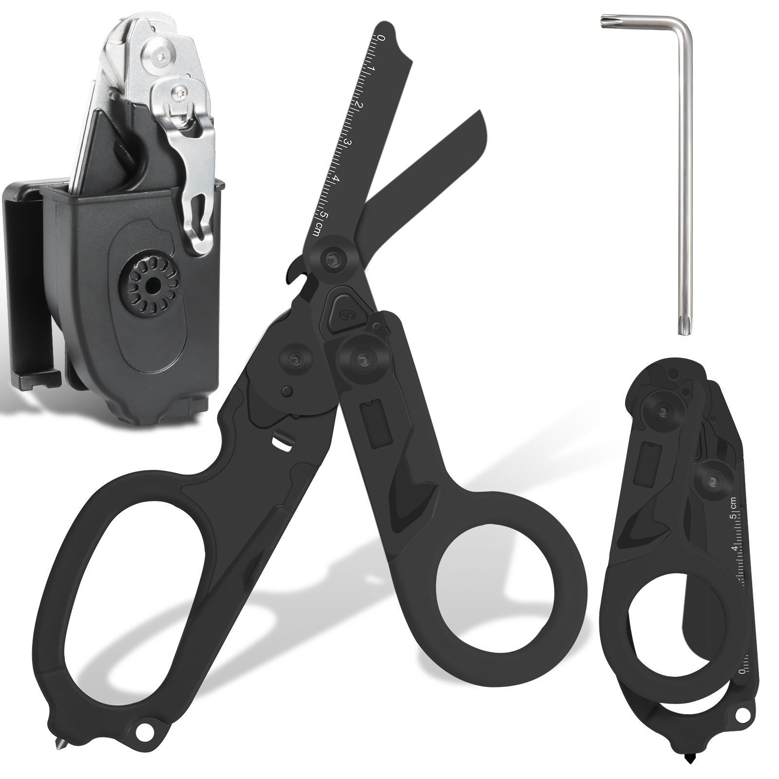 Foldable Trauma Shears with Holster, 1pc Emergency-Response Scissors for Nurses, Tactical Multi Tool EMT Shears with Gift Box, Heavy Duty Scissor
