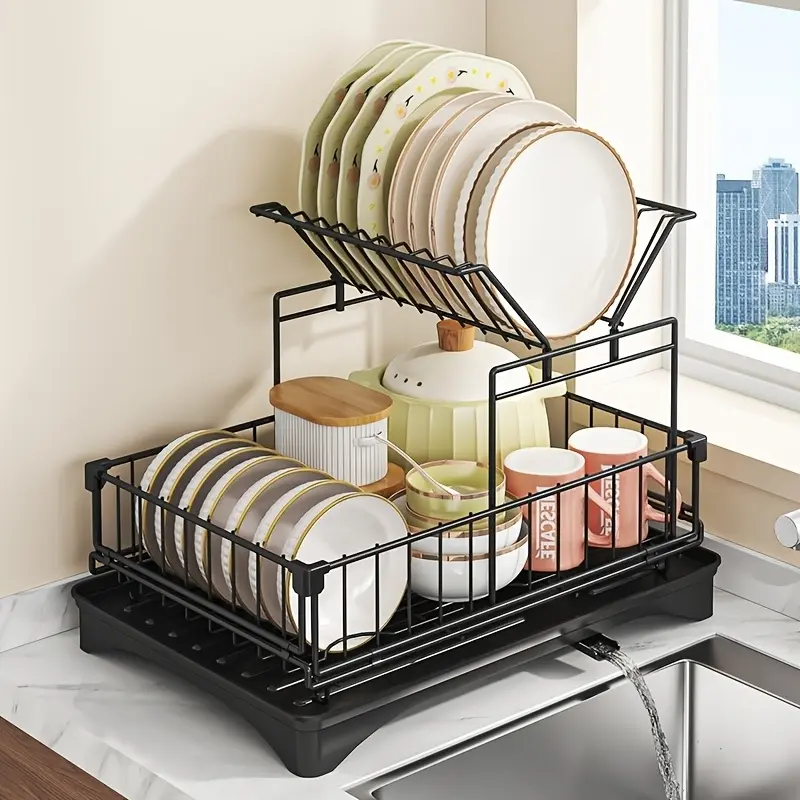 1-piece set of kitchen countertop, dish drain rack, draining utensil storage rack, dish sorting rack, draining basket, kitchen storage rack