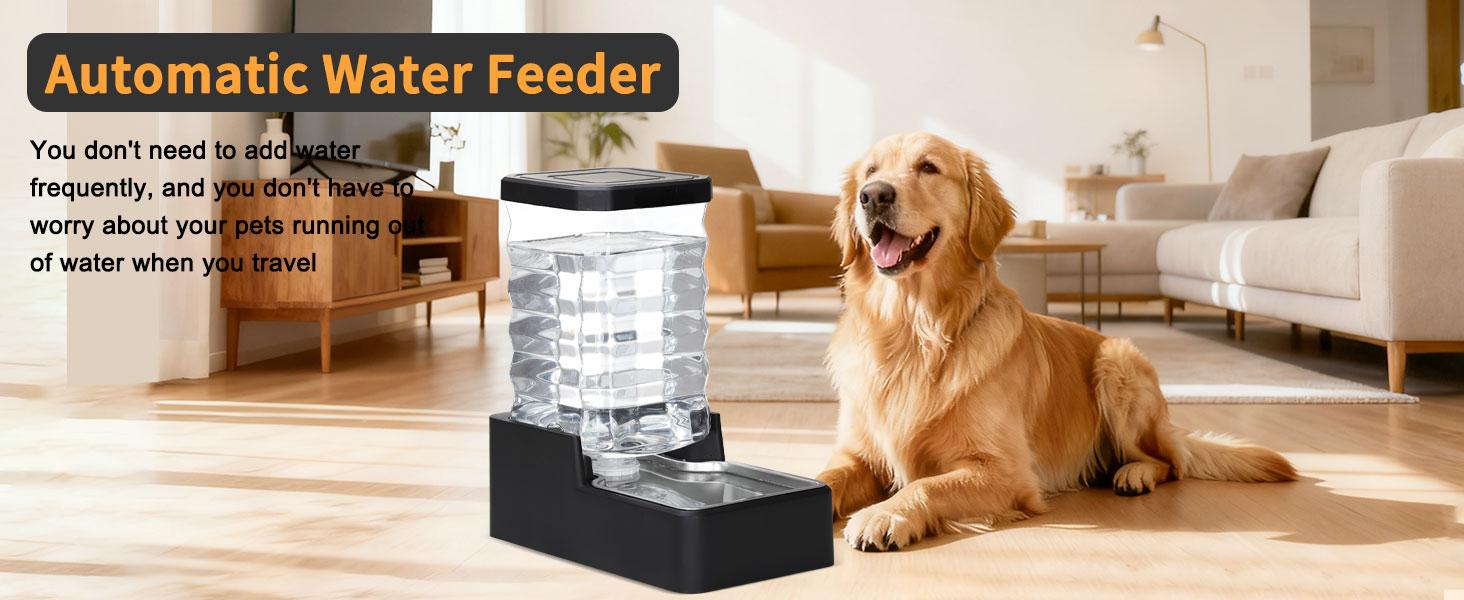 Stainless Steel Pet Water Feeder: 9L Large Gravity Waterer - Less Refills All-Day Water - No Mess Keeps Floors Dry - Quiet Refill - for Medium to Large Dogs - Workday/Day Trip