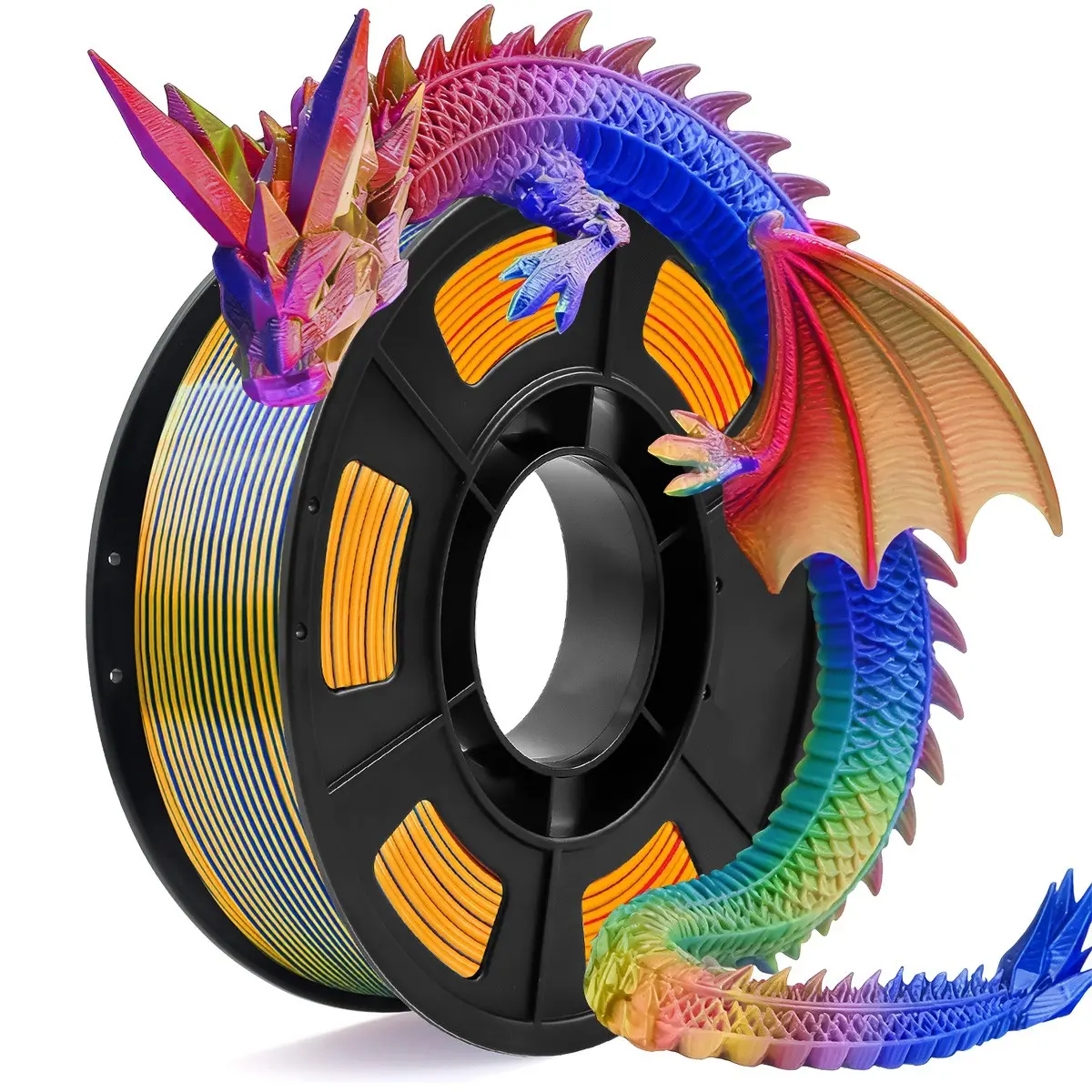 Tricolor Silk PLA 3D Printer Filament, 1.75mm Multicolor 3D Printing Filament, Red&Blue&Yellow Filament, 250g Spool(0.55lbs) Fits for Most FDM 3D Printers