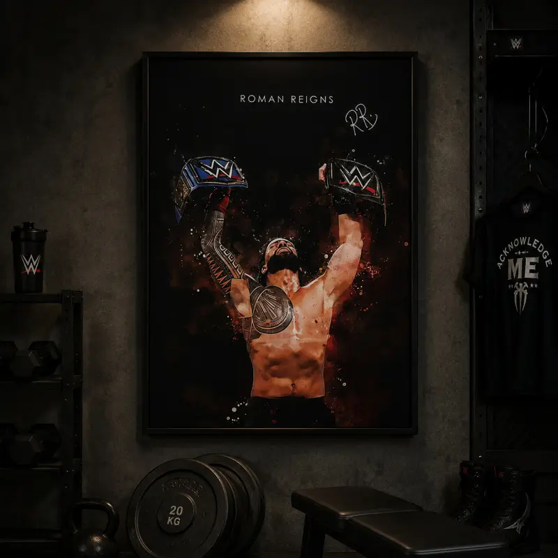 Roman Reigns Canvas Painting Print Poster, Classic Realistic Style Art, Modern Cool Design, Gift for Wrestling Enthusiasts, Bedroom Decor, Living Room Wall Art, Home Decor