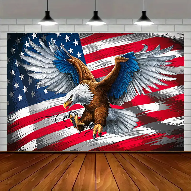 2D flat banner, 1pc, Eagle American Flag Polyester Background Decoration Background Photo Props, Polyester Banner Decor, Home Decor, christmas decorations, Room Decor, Wall Decor, Party Background Decor, Party Decor/supplies/gifts Decorative