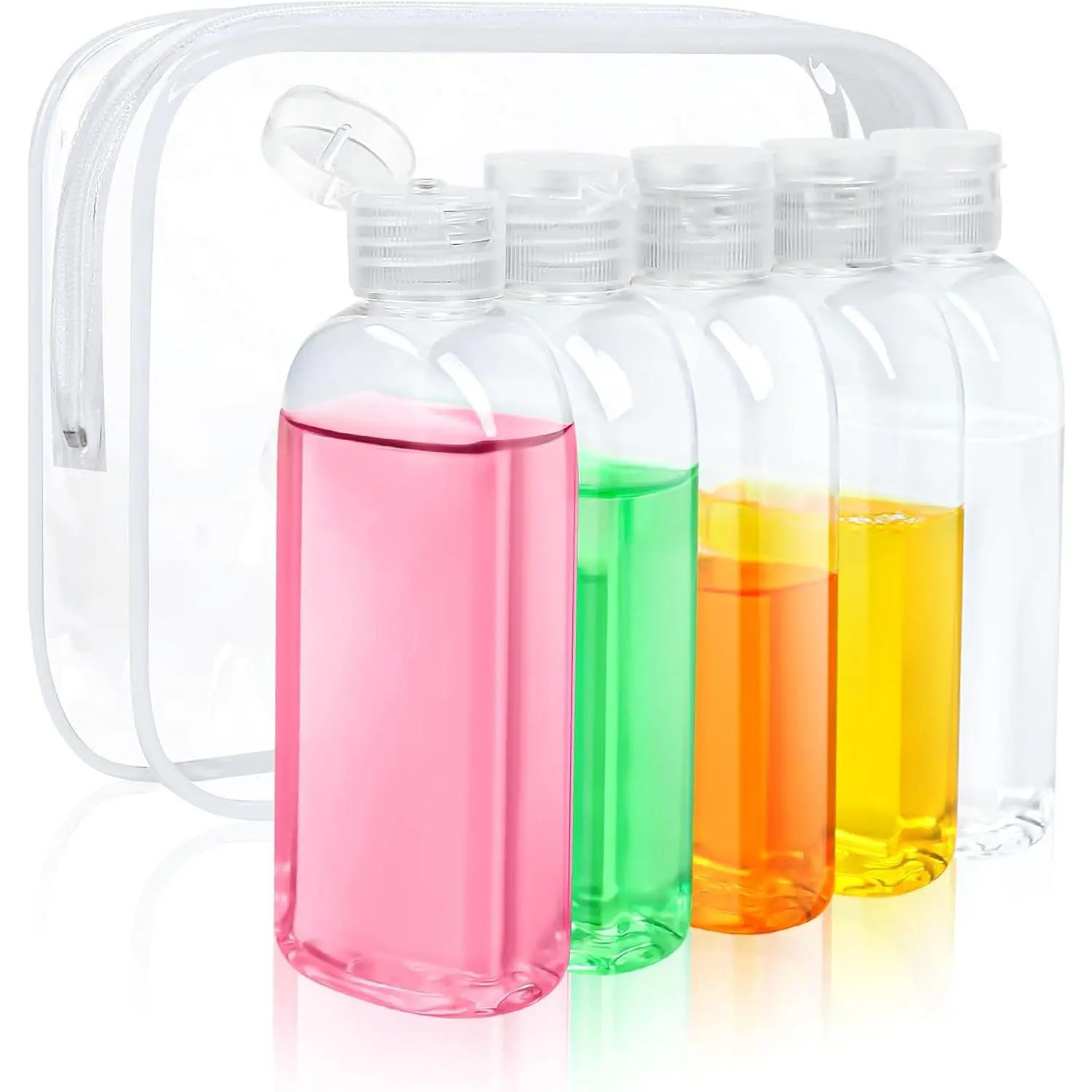 5 Pack 3.4 oz Clear Travel Bottles Kit for Toiletries, TSA Approved Travel Size Portable Refillable Containers Leak Proof Travel Accessories Essentials Set for Shampoo Conditioner Lotion