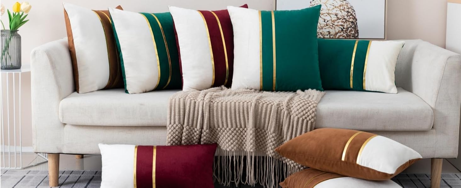 Set of 2 Dark Grey Faux Fur Decorative Throw Pillow Covers Striped Pillowcase Cushion Covers 18 x 18 Inch Sofa Couch Bedroom