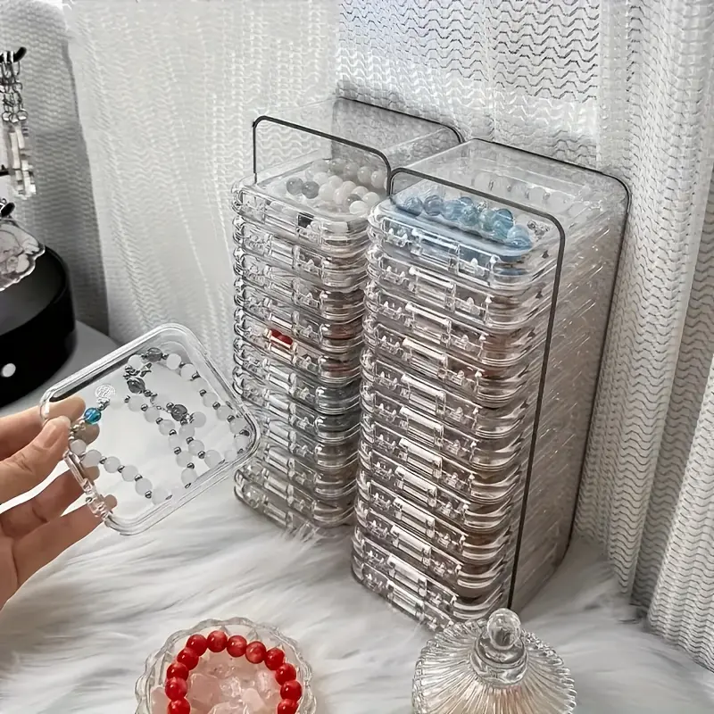 13 Piece Set Of Transparent Acrylic Jewelry Box, Bracelet Storage Box, Bracelet Necklace Jewelry, Cultural And Dust-proof Jewelry Box, Transparent Display Shelf, Christmas Gifts