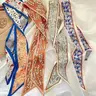 4 Pcs / 1 Set Elegant French Floral Polyester Scarf Set for Women & Girls, Vintage Floral Hairbands, Woven Ribbon Tie, Multi-Functional Accessory, Floral Hair Accessories