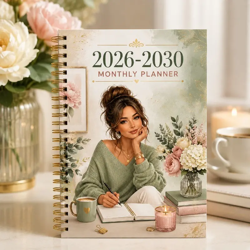 2026-2030 Monthly Planner, A5 Spiral Bound Five Year Academic Planner for Women, Floral Daily Schedule Notebook for Work, Study, Goal Planning and Gift Giving