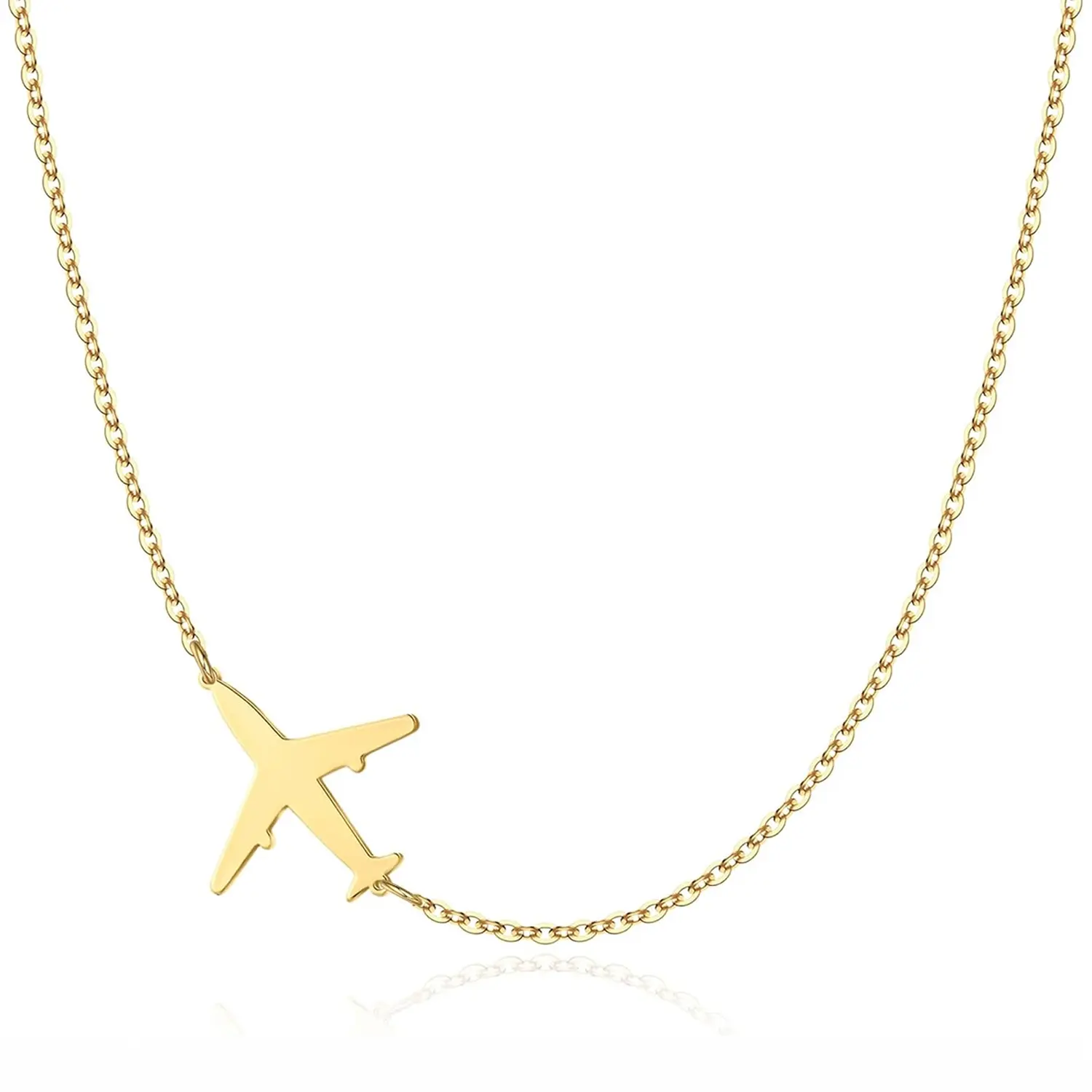 Women Minimalist Airplane Choker Necklace, Adjustable Side Wear Pendant Chain, Fashion Daily Jewelry, Nice Birthday Present for Family and Friends, Minimalist Airplane Pendant, Adjustable Chain Design