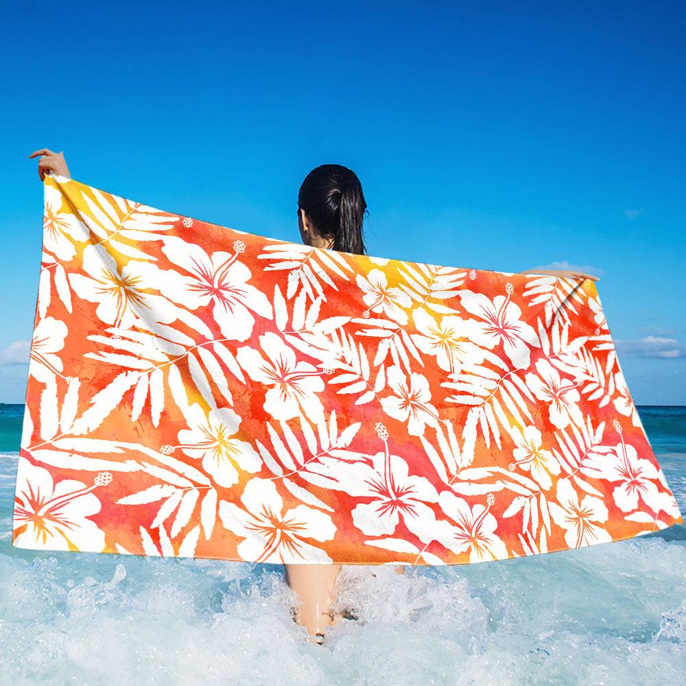 Quick-drying printed beach towel Adult microfiber seaside sunscreen absorbent towel Outdoor swimming bath towel