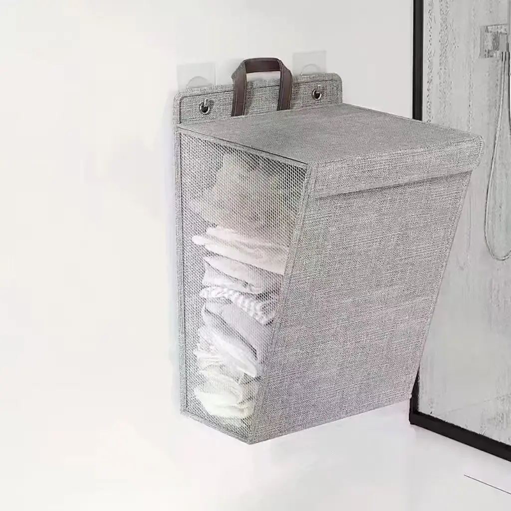 1 Pc Wall Hanging Laundry Hamper, Collapsible Dirty Clothes Storage Basket, Space-Saving Hanging Organizer for Bathroom, Bedroom & Laundry Room