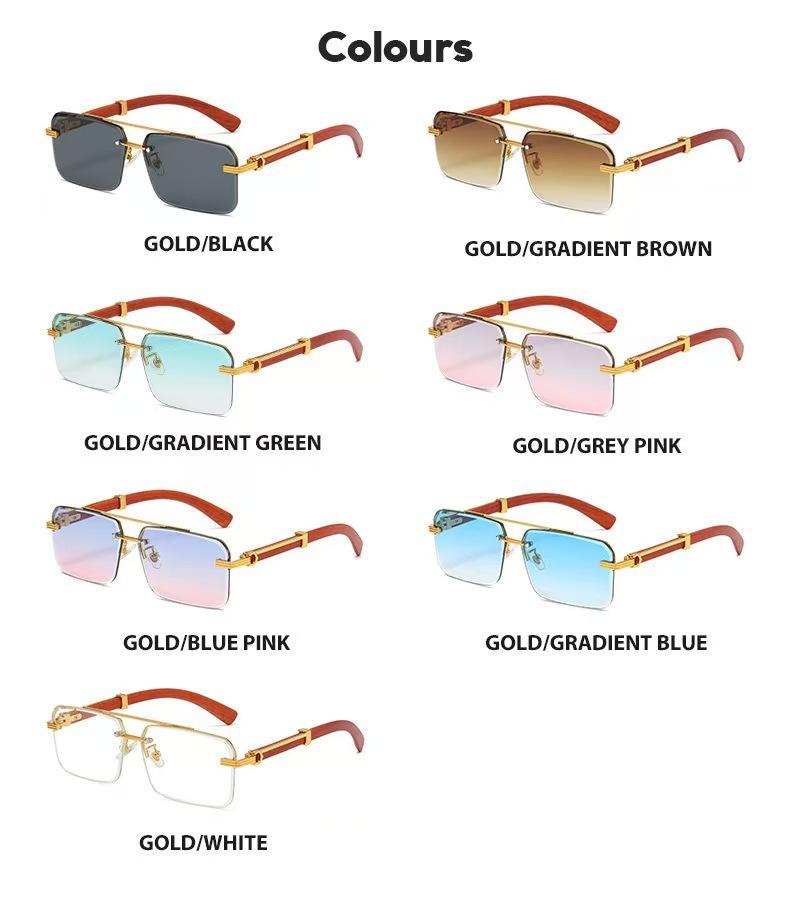 2 Pairs Unisex Rimless Square Lens Fashion Glasses Metal Double Bridge Trendy Eyewear PC Material Lightweight Stylish Accessories Perfect for Outdoor Parties Vacations Travel Driving Streetwear & Photo Props