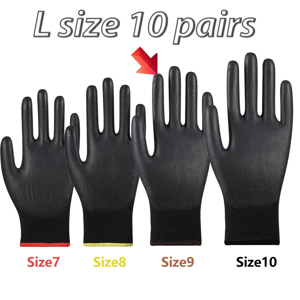 PU Nylon Safety Coating Gloves, Gardening Work Protection, Construction Worker Gloves, Painting Mechanical Work Gloves, Protective Work Gloves, Durable and Comfortable
