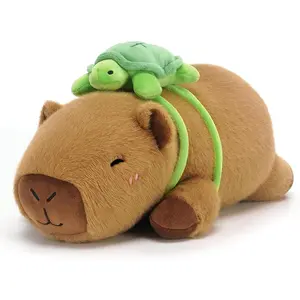SQEQE Weighted Stuffed Animals Capybara Plush, Weighted Capybara Stuffed Animals with Turtle Backpack, Soft Pillow Toy for Kids Adults, Birthday Present & Valentines Gifts 9.8 Inch, 0.8 Lb