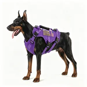 Tactical Dog Harness with Velcro Patches – No-Pull Service Vest for Large Breed, Padded Handle & Reflective Strips, Adjustable Escape Proof for Outdoor Training