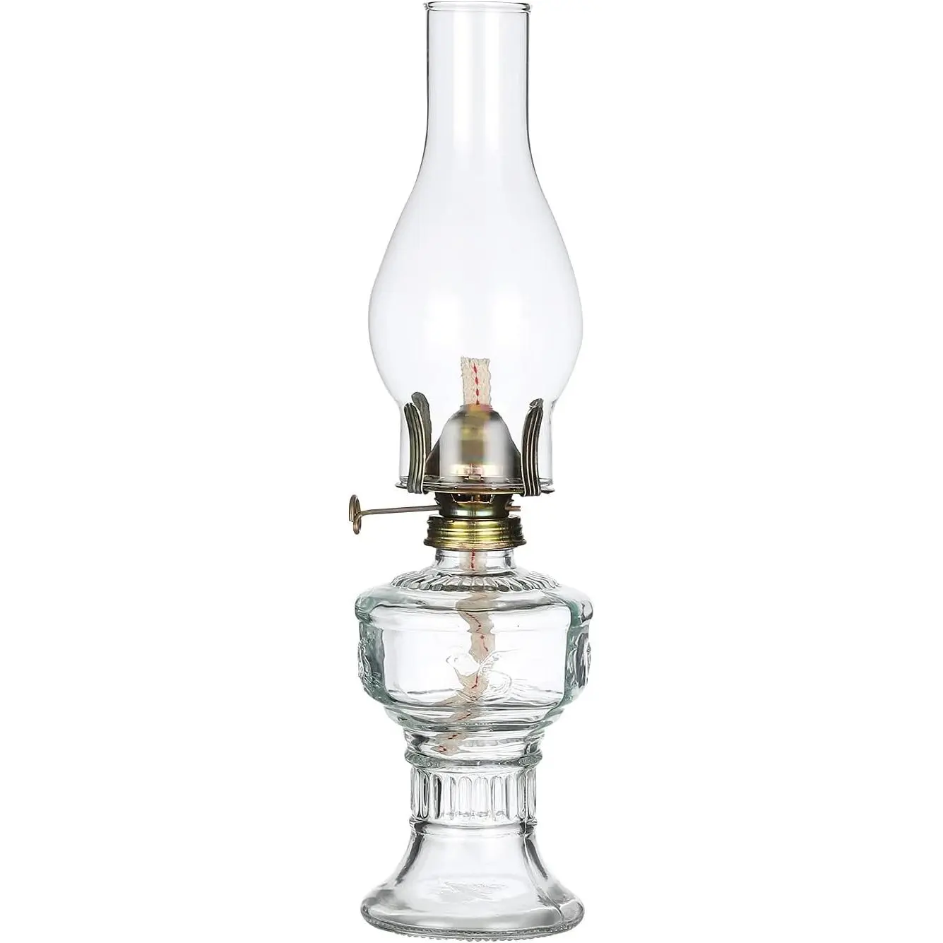 Vintage 12.5'' Chamber Glass Kerosene Oil Lamp Lantern for Indoor Use Home Decor Lighting