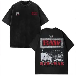 WWE 2026 RAW Legends Exclusive Limited Washed Graphic Tee Heavyweight Premium Cotton Oversized Streetwear Urban Fashion Short Sleeve Crewneck Soft Comfortable Casual Summer Top Trendy Retro Apparel Daily Outfit Perfect Gift For Wrestling Fans Adult Men