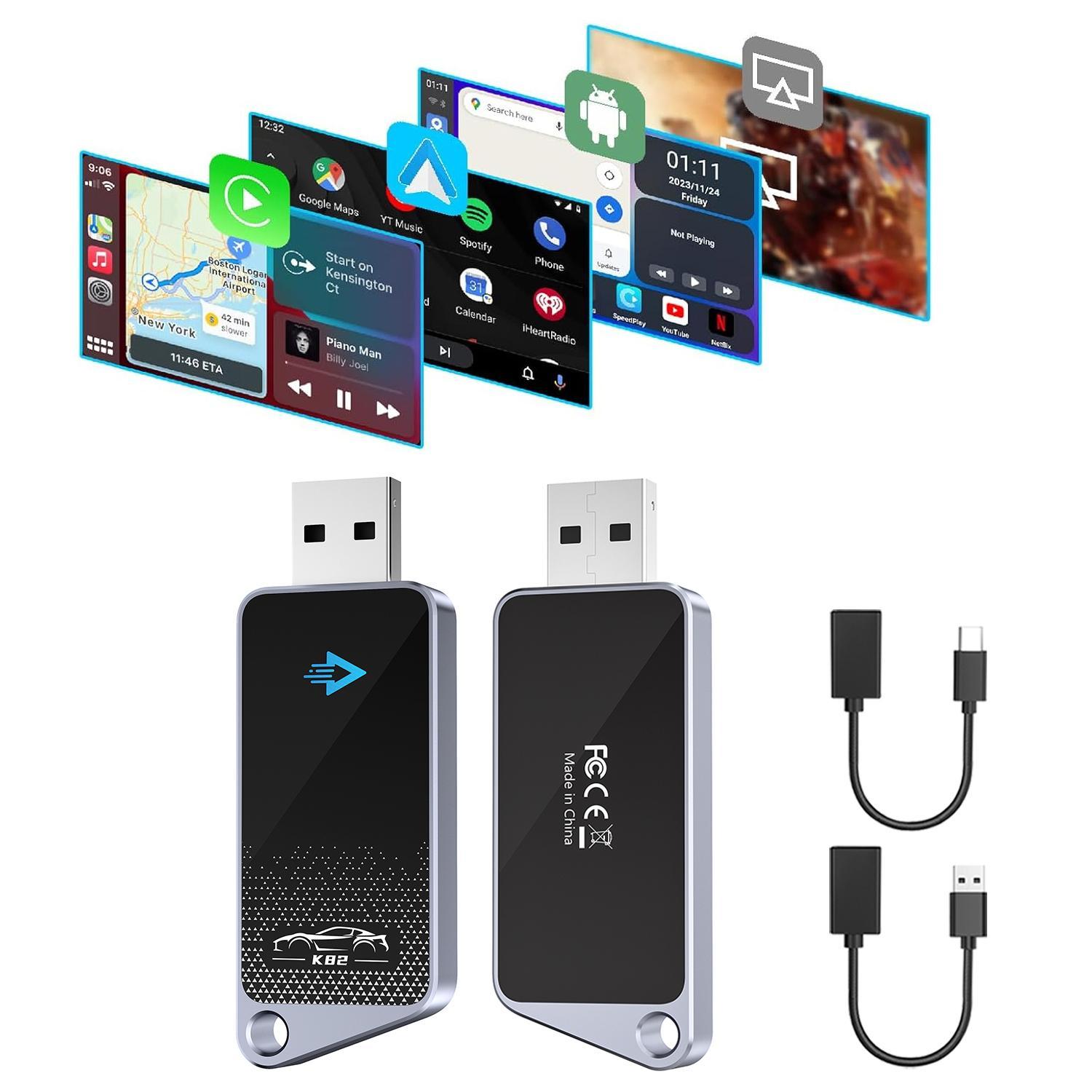 Wireless Car Screen Adapter, 1 Count Plug & Play Car Screen Adapter, Compatible with iPhone & Android