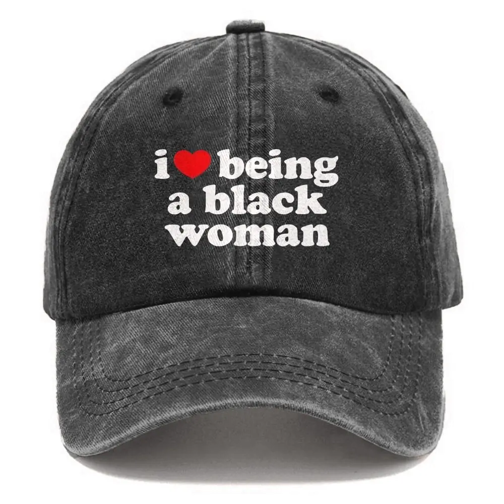 Black Woman-Themed Vintage Washed Fabric Baseball Cap for Women, Female Fit, 1 Size, Adjustable Strap, Casual Wear Accessory