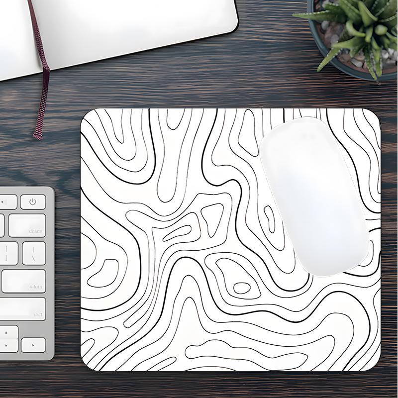 Topographic Line Pattern Mouse Pad, Rectangular Gaming Mouse Pad, Non-Slip Rubber Mat, Multi-Size Mousepad for Laptop and Desktop Gaming