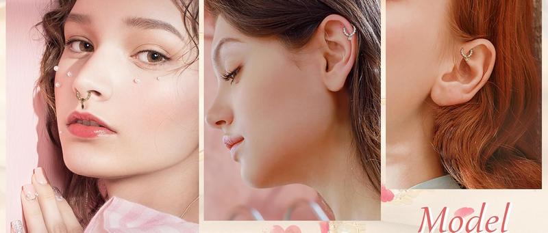 MILACOLATO G23 Titanium CZ Nose Rings Hoop for Women 18G 16G Clicker Hinged Segment Septum Lip Rings Tragus Conch Helix Cartilage Rook Daith Earrings Hoop Piercing Jewelry Diameter 6mm 8mm 10mm Silver Gold