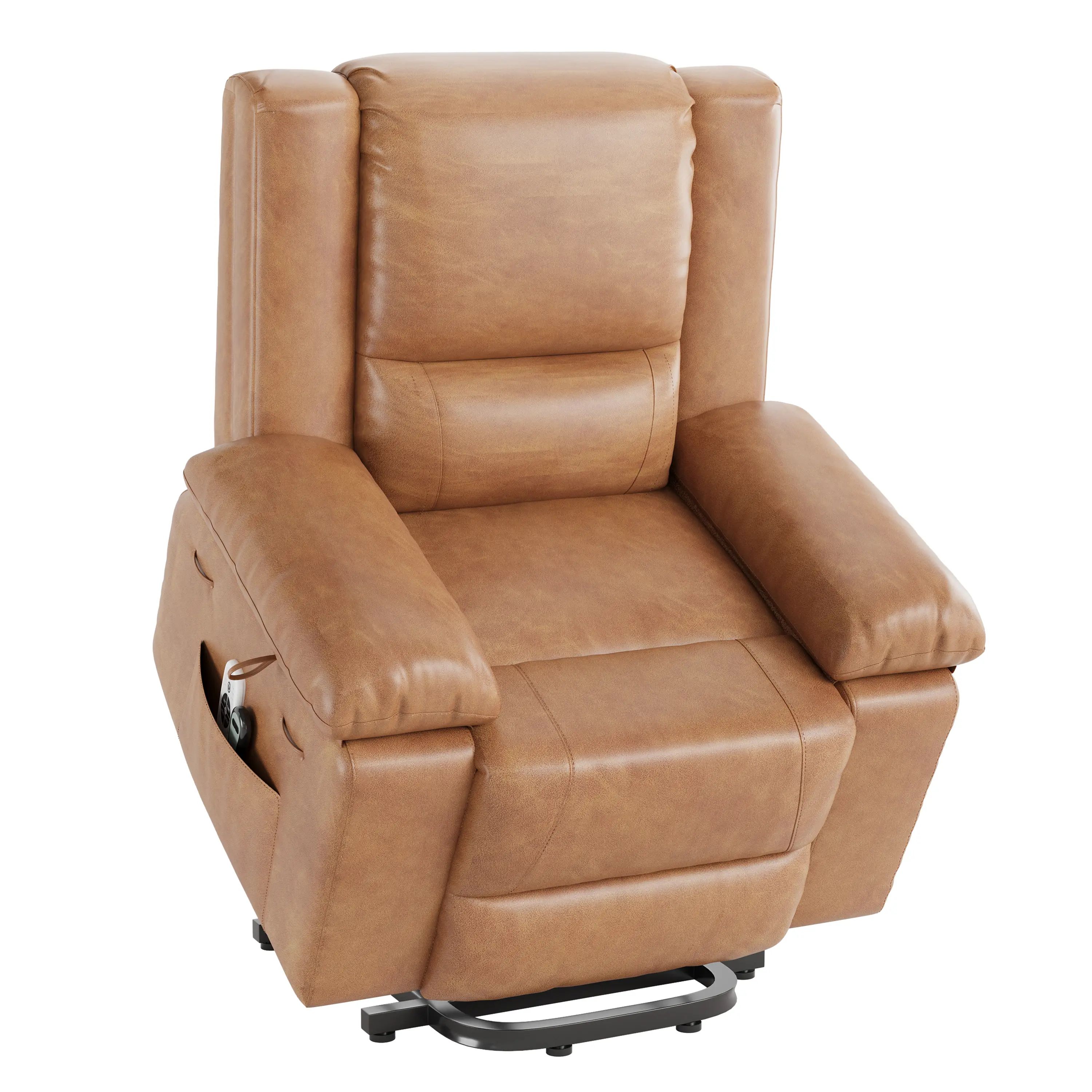 Power Lift Recliner Chair with Heat & Massage – PU Leather Electric Lift Recliner for Elderly & Mobility Impaired, Side Pocket, Living Room