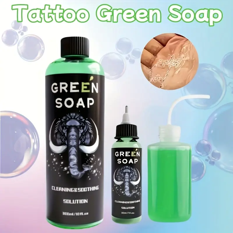 [Concentrated Tattoo Soap] Concentrated Tattoo Soap with Squeeze Bottle - Green Tattoo Cleaning Soap for Prepping Before And After Tattoos, Tattoo Kit, 1:10 Dilution, Tattoo Supply Gift