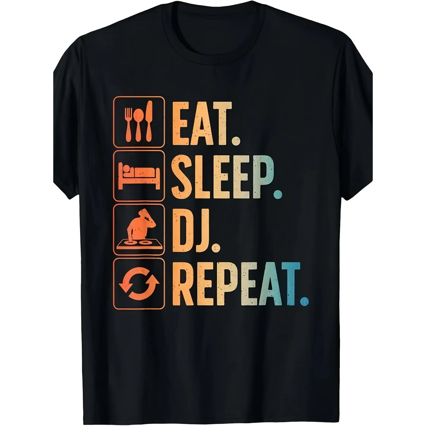 Men's & Women's Casual Cotton 220G Short-Sleeve DJ Art Printed T-Shirt - 2025 Summer Disc Jockey Music Producer EDM Top, Tshirt, Shortsleeve, Knit, Menswear, Fabric, Round Neck, Stretch