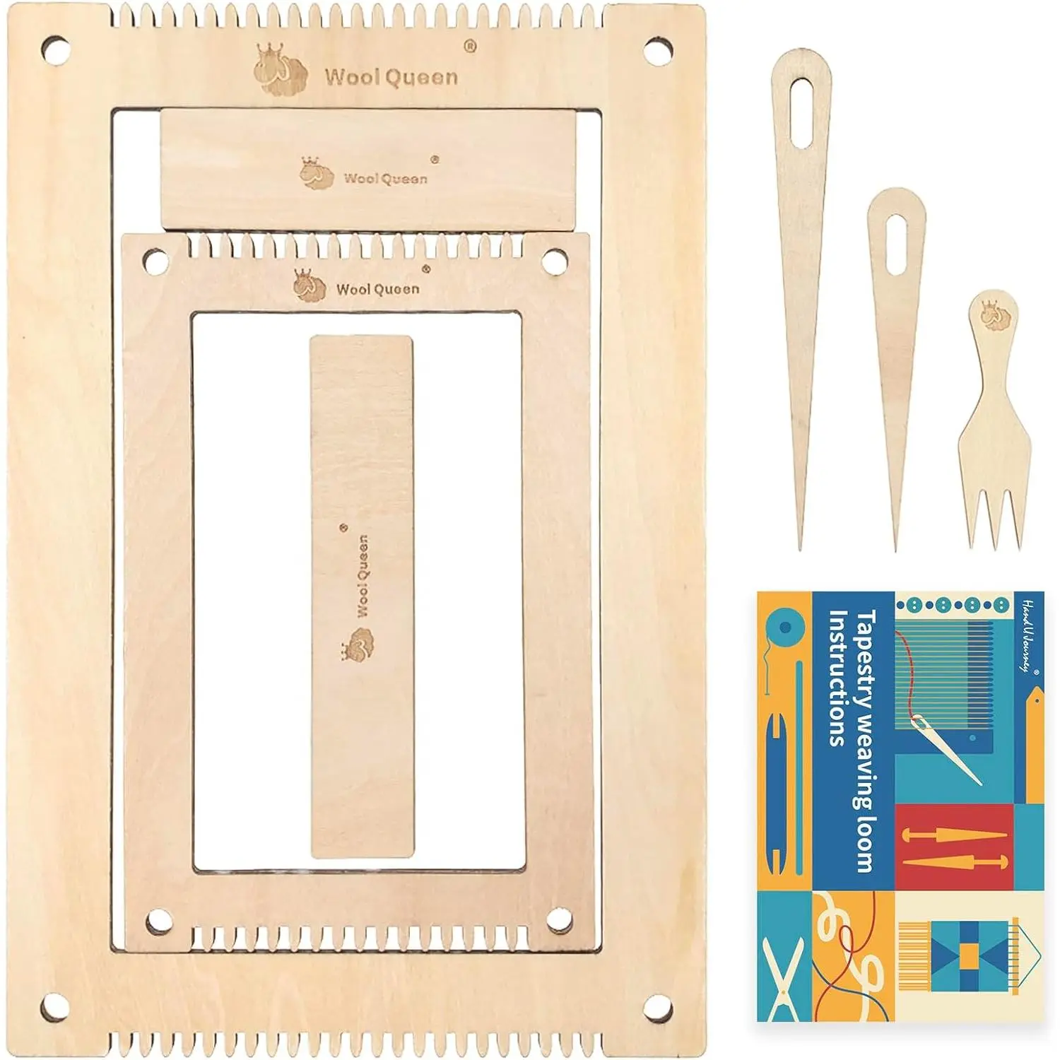 Hand U Journey Rectangle Weaving Loom Kit 7.9''x11.8'' and 5.3''x7.8'', 2 Set with Weaving Tools and 16 Pages Instruction Book-Size M