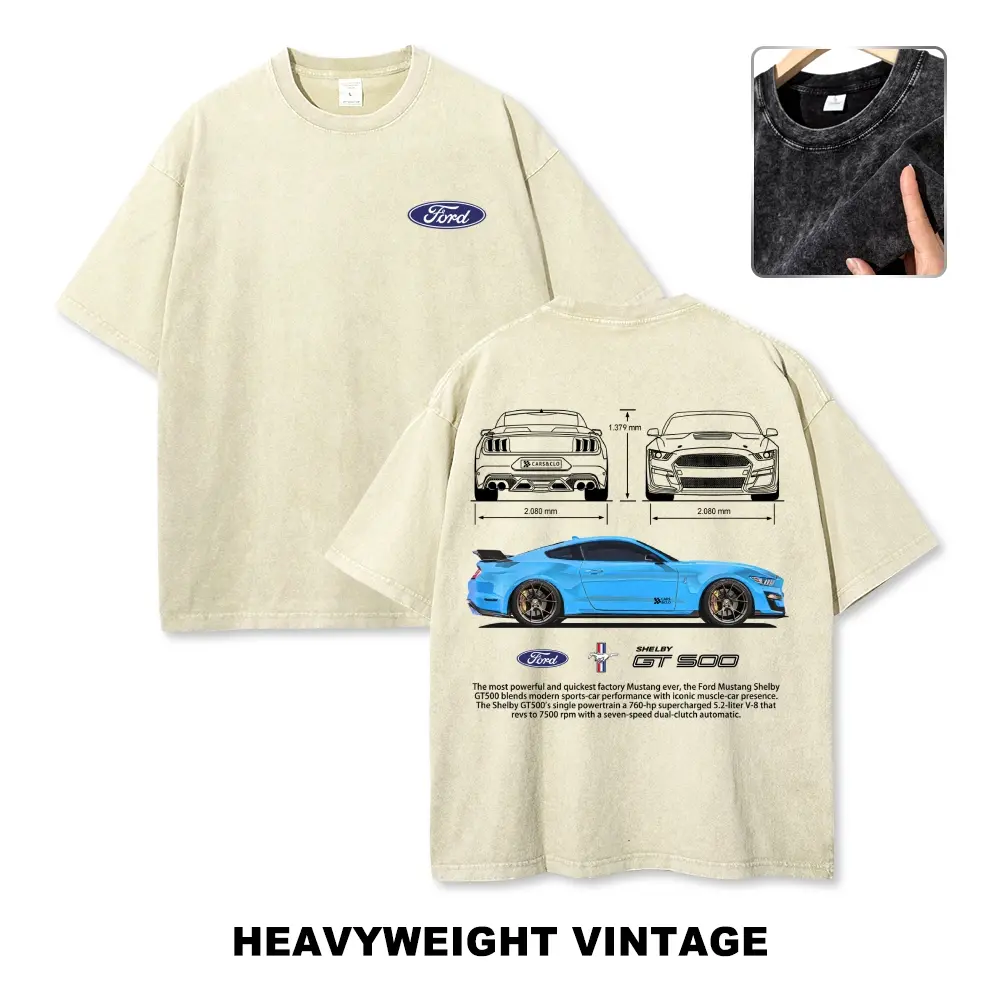 Retro Performance Sports Car Technical Drawing Front&Back Printed Washed Streetwear Unisex Graphic Washed T-Shirt Round Neck Washed T-Shirt,Women's Clothing 100% Cotton, Menswear, Top, Vintage Style,Summer Casual Oversized