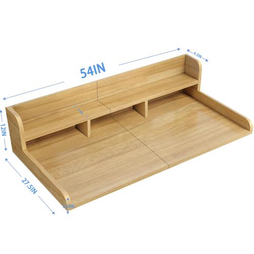 【Bellemave】Washer Dryer Countertop, Laundry Wood Shelf Topper with Edge, 54" Width x 27.5" Depth Double Layer Organizer for Washer and Dryer Laundry Hamper Counter Storage Organization, WALNUT Washing Machine