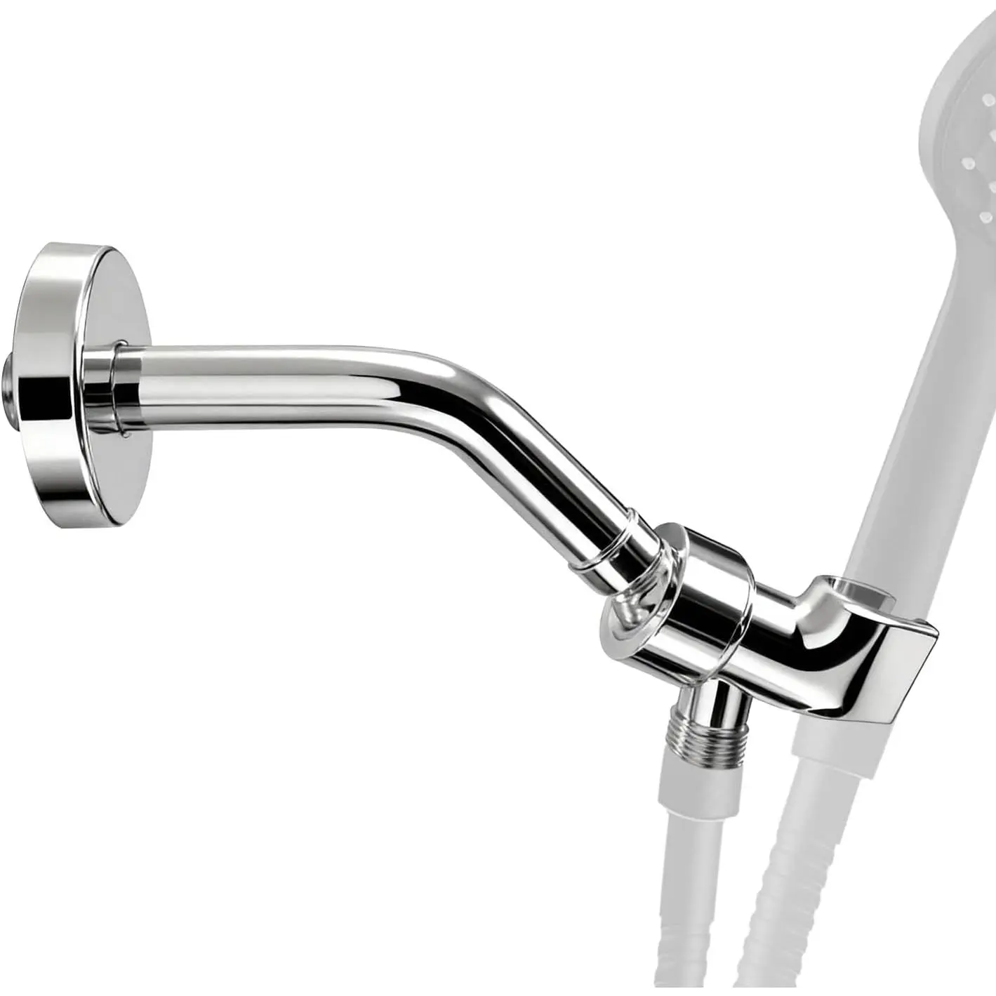 Shower Arm Set Shower  Holder Plastic Shower holder for Handheld Showerhead, with 6-inch Shower Arm Adjustable Brass and ABS Bracket with Brass Swivel Ball Joint(Black)