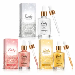 Eelhope Body Glitter Oil, Facial Body Liquid Highlighter Moisturizer Easy To Apply Party Focus Brightening