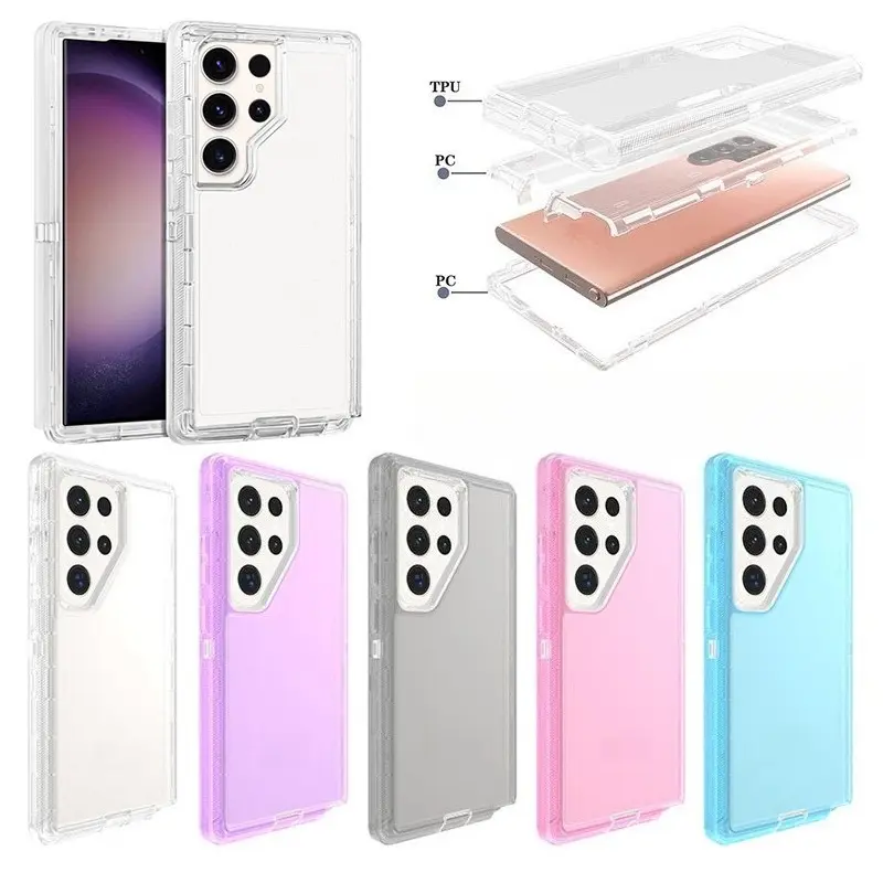 Compatible with S26 Ultra/S25 Plus/S24/S9/S8/Note10 Plus | 3-in-1 Crystal Clear Full Wrap Shockproof Phone Case HNZ0279