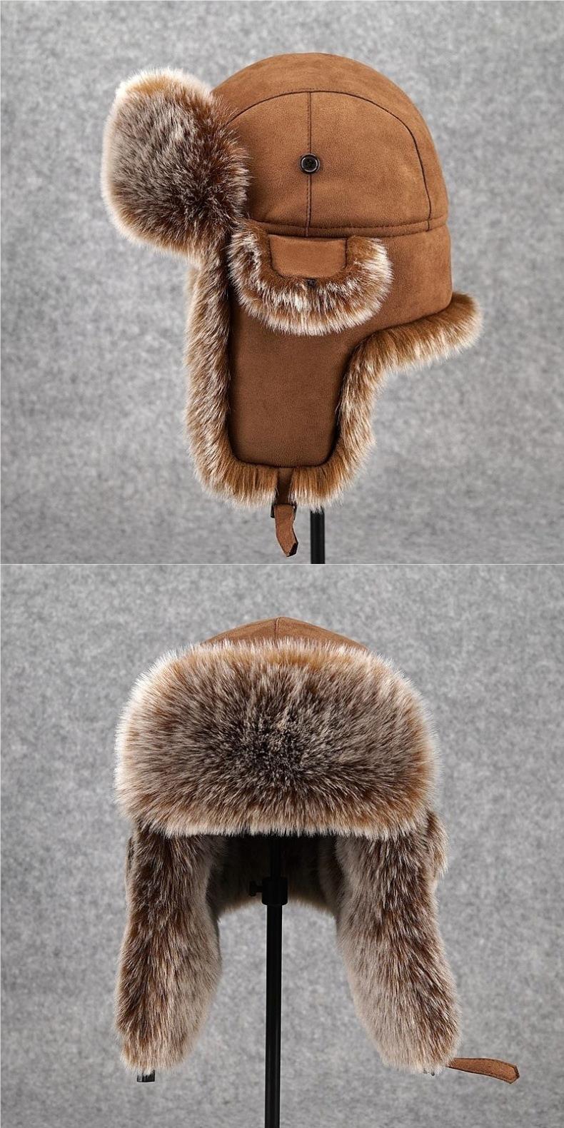 Men's Winter Ushanka Earflap Trooper Hat Aviator Windproof Hat Faux Fur Warm Hat Ski Beanies Cap Berets Skull caps