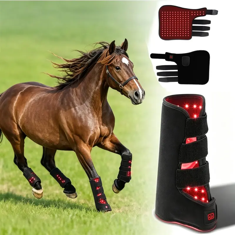 Equine Red & Near‑Infrared Light Therapy Wrap, 660nm/850nm Portable Wearable Adjustable Phototherapy Wraps for Horses to Reduce Inflammation & Relieve Pain; Wearable Red Light Therapy Hoof Boots for Horse Leg Pain