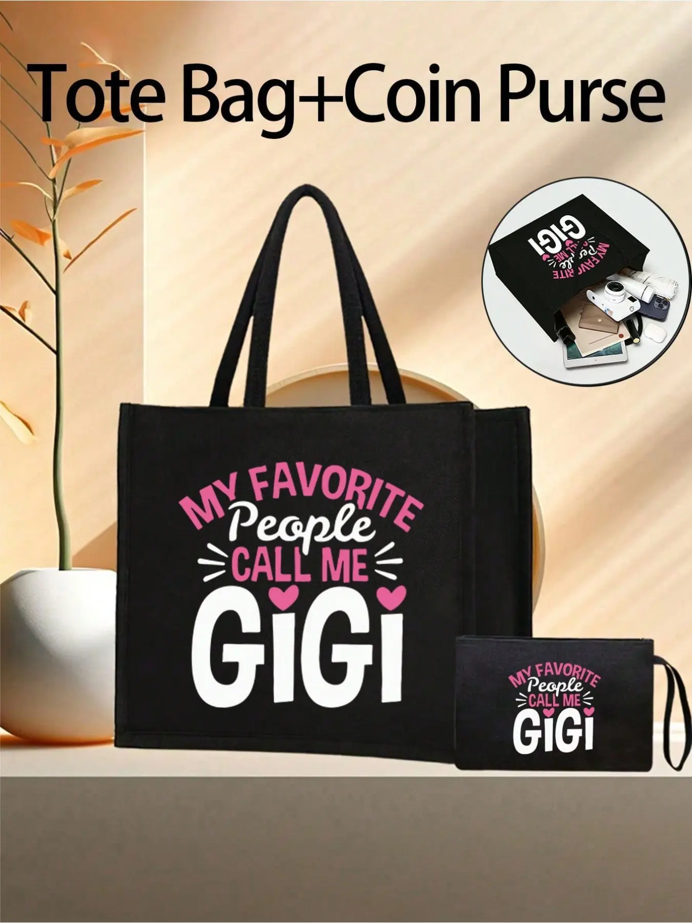 Lincoln Letter Print Handbag, Reusable Gift Bag, Large Capacity, Ideal for Weddings, Birthdays, Beaches, Holidays, Personalized Gift