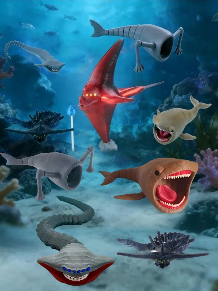 1/4pc 3D Printing Sea Eater Bloop Gran Maja Action Figure Model Toy Doll Christmas Gift Joint-movable Deep Sea Monster Figurines