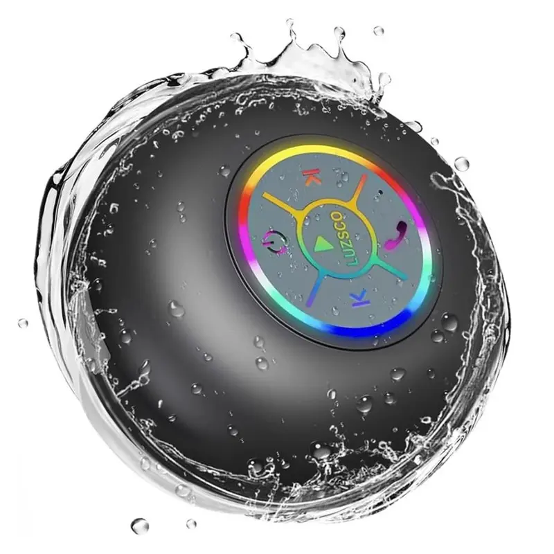 Loudspeaker Bluetooth Speaker Shower Subwoofer LED Light IPX4 Waterproof Rechargeable Speaker Handsfree With Suction Cup Be Adsorbed Wall Mic For Bathroom Pool Beach Car Phone Rechargeable Waterproof Speakers