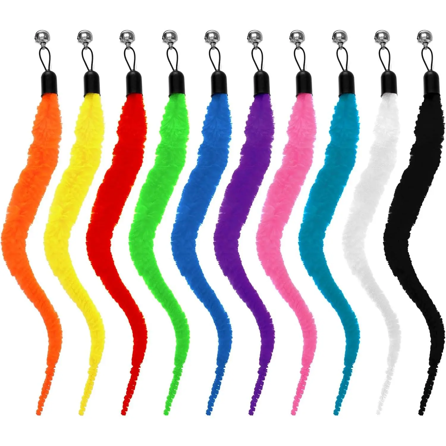 10 Packs  Worm Toys, Fuzzy Worm  , Interactive Cats Wand Attachment Toys for Teaser Play and Chase Exercise with Kitten