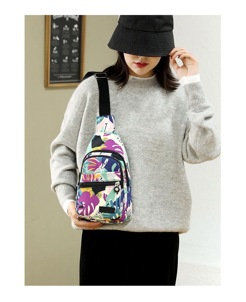 New Fashion Multi-layer Chest Bag for Women, Simple and Lightweight Korean Style Casual Travel Ladies Backpack, Versatile Printed Crossbody Bag