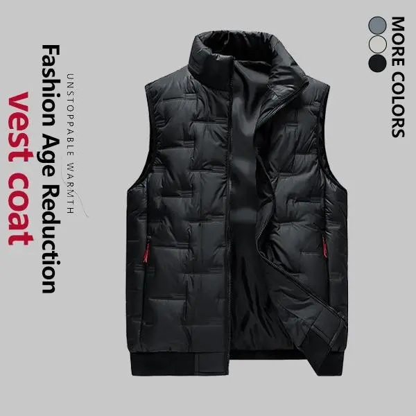 Men's Sleeveless Vest with Zipper Pockets - Warm Winter Jacket, Stand Collar Full-Zip Design, Ideal for Outdoor & Casual Wear - Perfect Non-Stretch, Insulating, With Zipper Pockets, Black Suita Menswear Tops Gilet Beige Relaxed Fit Plain