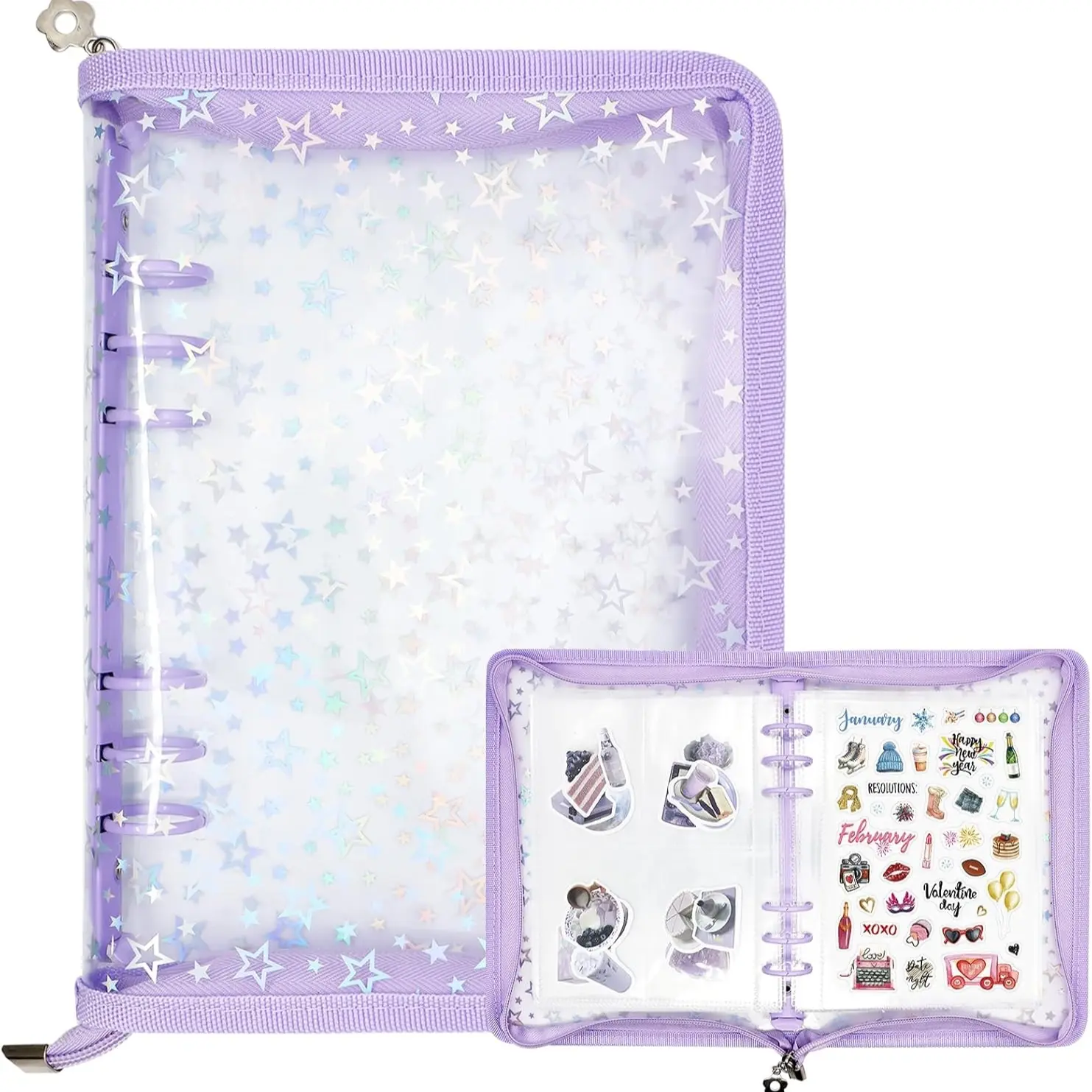 ticker Storage Organizer, Sticker Organizer Binder Reusable Sticker Book Collecting Album A5 Sticker Collecting Book Sticker Album Holder with Blank Release Paper, Tweezer & Spatula, Scrapbook Accessory