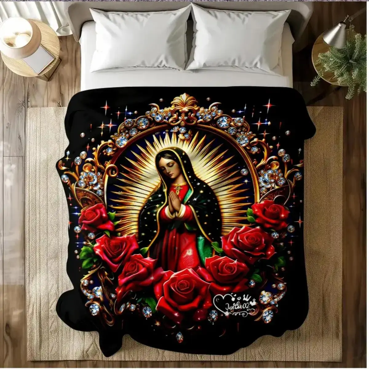 Countdown Sale! ,Virgin Mary Pattern Blanket,Perfect Gift for Mom, Grandma, Birthday and Valentine's Day,throw blanket, A warm nap blanket,Applicable throughout the four seasons,Suitable for use in offices, sofas, and travel settings, etc.
