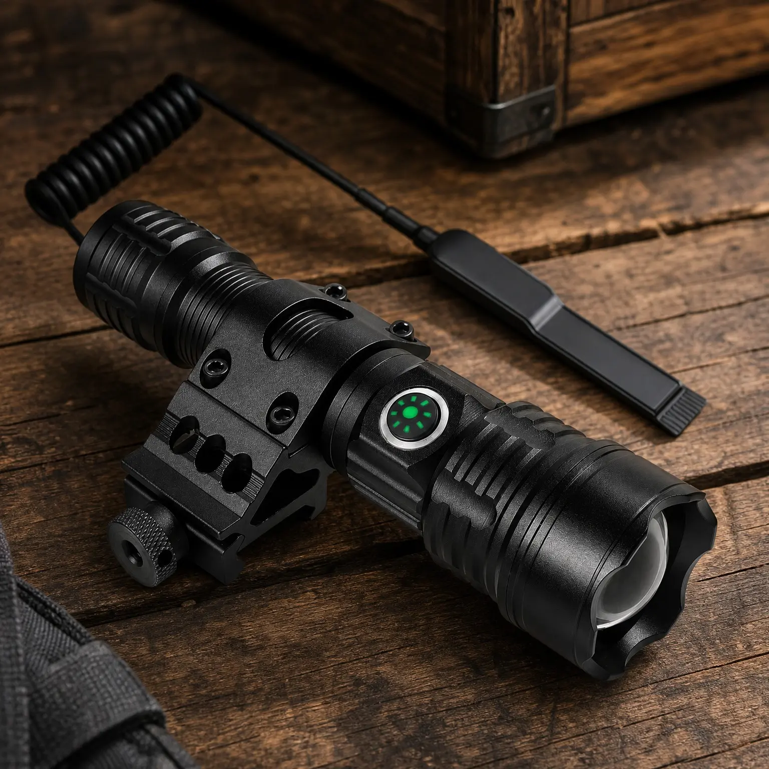 Tactical Flashlight 6000 Lumens Type-C USB Rechargeable Zoomable LED Waterproof with Pressure Switch Picatinny Rail LightGift