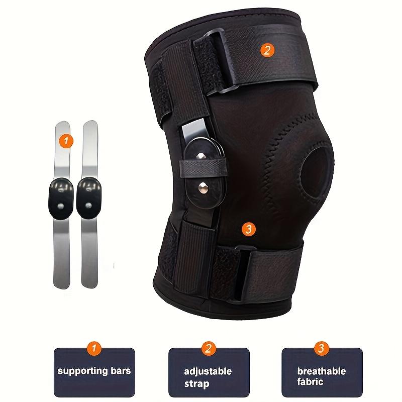 [Adjustable Knee Brace] 1pc Plus Size Adjustable Knee Brace |   Hinged Open Patella Support with Side Stabilizers, Breathable Black Running Knee Pads for Sports & Casual Wear, Comfortable Fit, Secure Fit Design