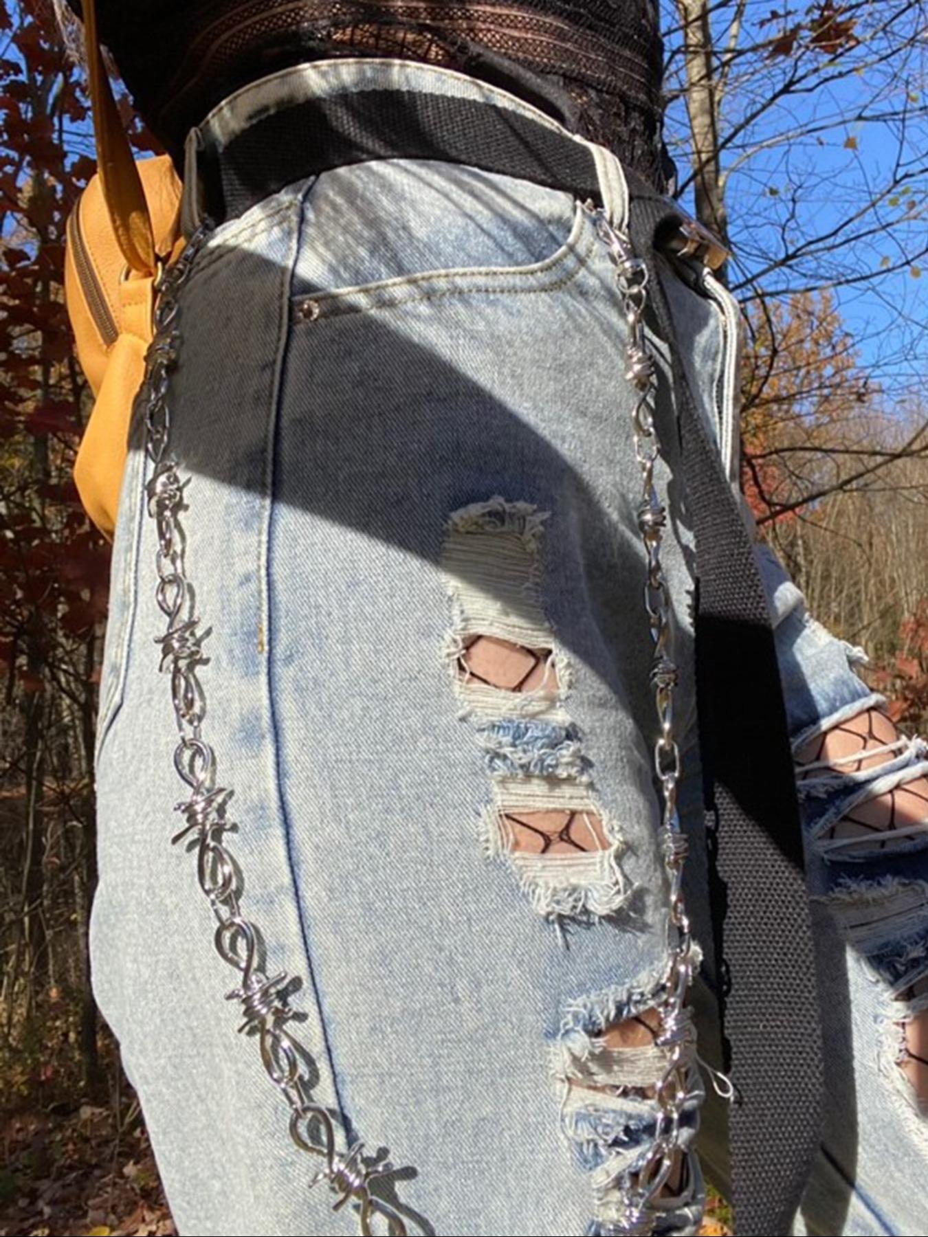 Punk Style Minimalist Thorn Metal Belt Chain for Women & Men, Hip Hop Waist Belt Chain for Jeans, Trouser, Shorts, Fashion Accessories for Party, Daily Clothing Decor