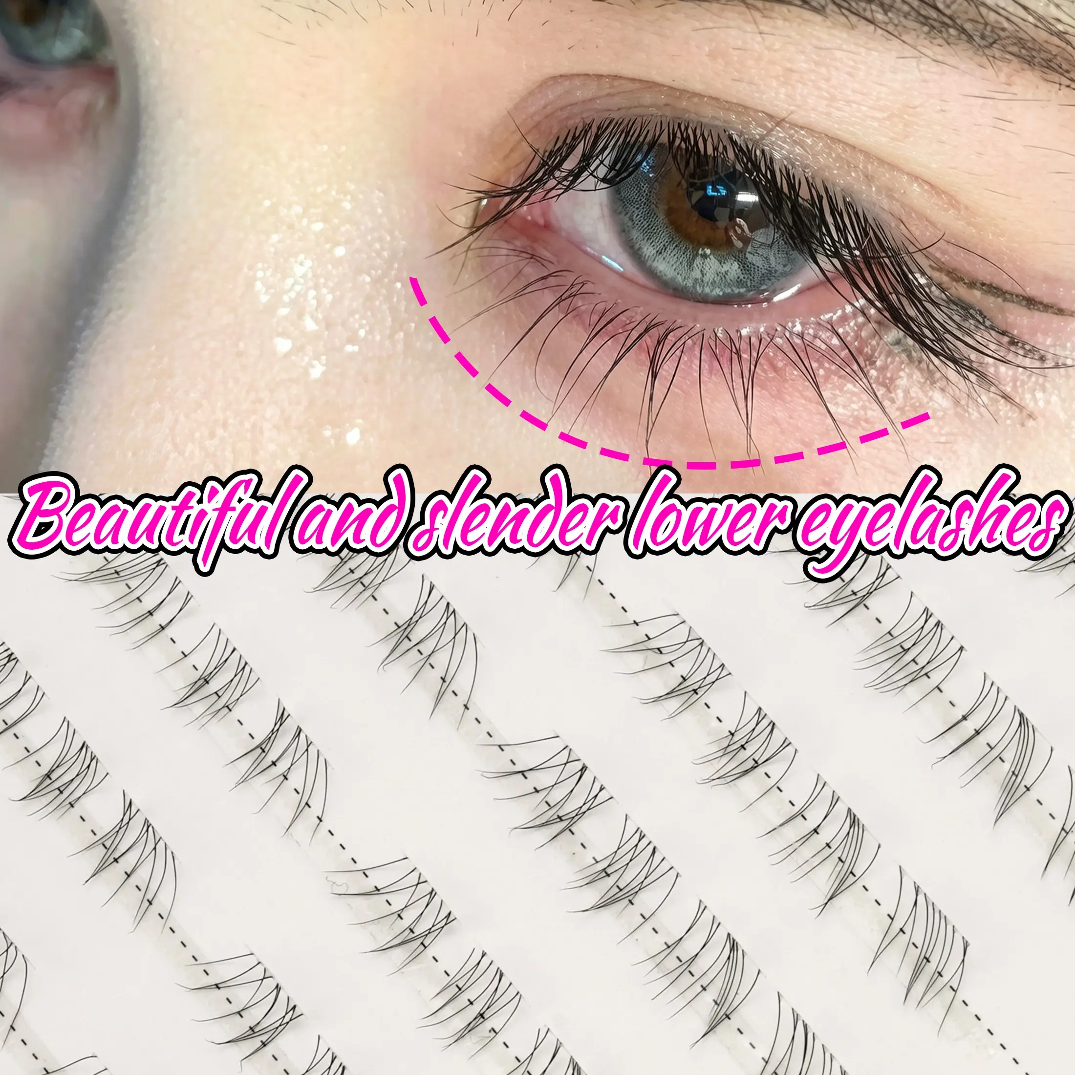 80 Pairs Fine Lower Lashes Transparent Stem False Eyelashes, Natural Soft Thin Lower Lashes, Comic Style False Eyelashes for All Makeup Looks